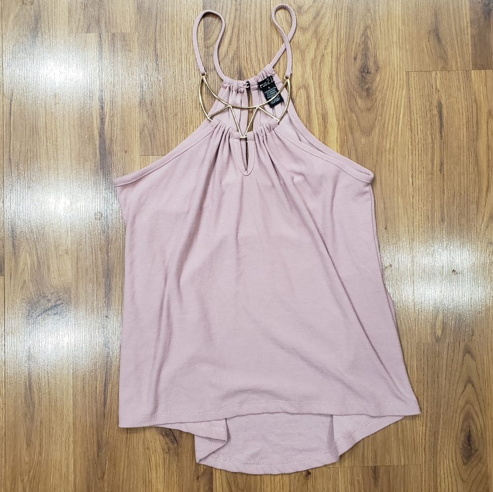 Plated halter tank top